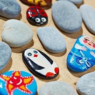 PGN 40 Large River Rocks for Painting - Stimulate Your Children’s Creativity with Our Painting Rocks for Kids - Flat and Smooth - Fun & Engaging Rock Painting with The Family - 2-4 Inches image