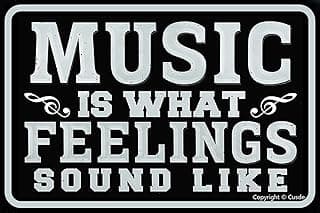 Music Is What Feelings Sound Like Inspirational Wall Decor Music Tin Sign Gifts For Music Lovers Aluminum Posters Plaque Retro Vintage Home Decorations For Cafe Bar Pub Beer Art 12x8 Inches image