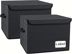Vinyl Record Storage Box, 12 inch Record Organizer,Album Storage Holds up 90+ Single Record, Records Crate Crate With Lid, for Living Room, Study, Concert Hall or Office(12L, black) image