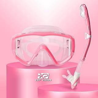 Snorkel Set Pano 3 Window Adult Snorkeling Gear, Professional Snorkel Goggles Anti-Fog Diving Mask, Anti-Leak Swim Mask and Dry Top Snorkel for Diving, Snorkeling, Swimming image