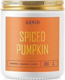 AOOVOO Spiced Pumpkin Candle - Pumpkin Candle, Wood Wick Candles, Fall Candles, Scented Candles, Scented Candles, Soy Candle, 9oz image