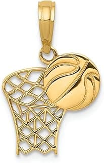 14k Yellow Gold Basketball Hoop and Ball Charm image