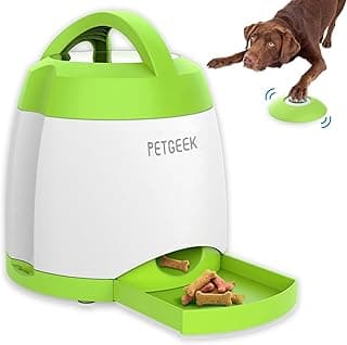 PETGEEK Automatic Dog Treat Dispenser, Interactive Dog Toys Treat Dispensing for IQ Training, Electronic Dog Puzzle Toys with Remote Control, Pet Toys to Keep Them Busy Dual Power Supply, Green Color image