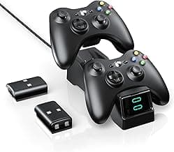 Controller Charger Station for Xbox 360,BOFFO Dual Charging Dock with 2pcs 1200mAh Rechargeable Battery Packs and a Charging Cable