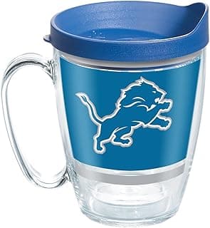 Made in USA Double Walled NFL Detroit Lions Insulated Tumbler Cup Keeps Drinks Cold & Hot, 16oz Mug, Legend image