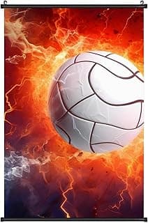Volleyball in Fire Wall Art Poster Canvas Artwork Hanging Prints Painting Room Decor 24"x36" image