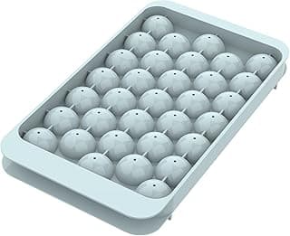 WIBIMEN Ice Cube Tray for Freezer with Lid, 1"x33 Round Ice Cube Mold, Small Circle Ice Cube Tray Making Sphere Ice Chilling Cocktail Tea Coffee (One Ice Tray) image