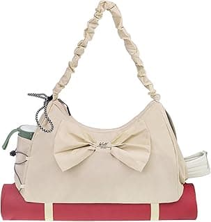 Gym Bag For Women, Beige Yoga Mat Bag with Shoes Compartment, Wet Pocket and Water Bottle Pocket image