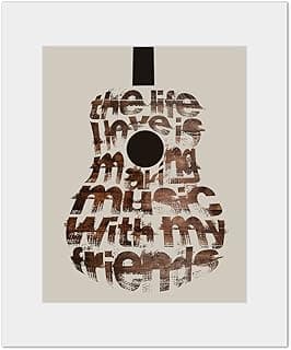 On The Road Again inspired song lyric wall art print country music guitar poster inspirational modern farmhouse americana home decor (On The Road Again, 11x14" Print - Matted) image