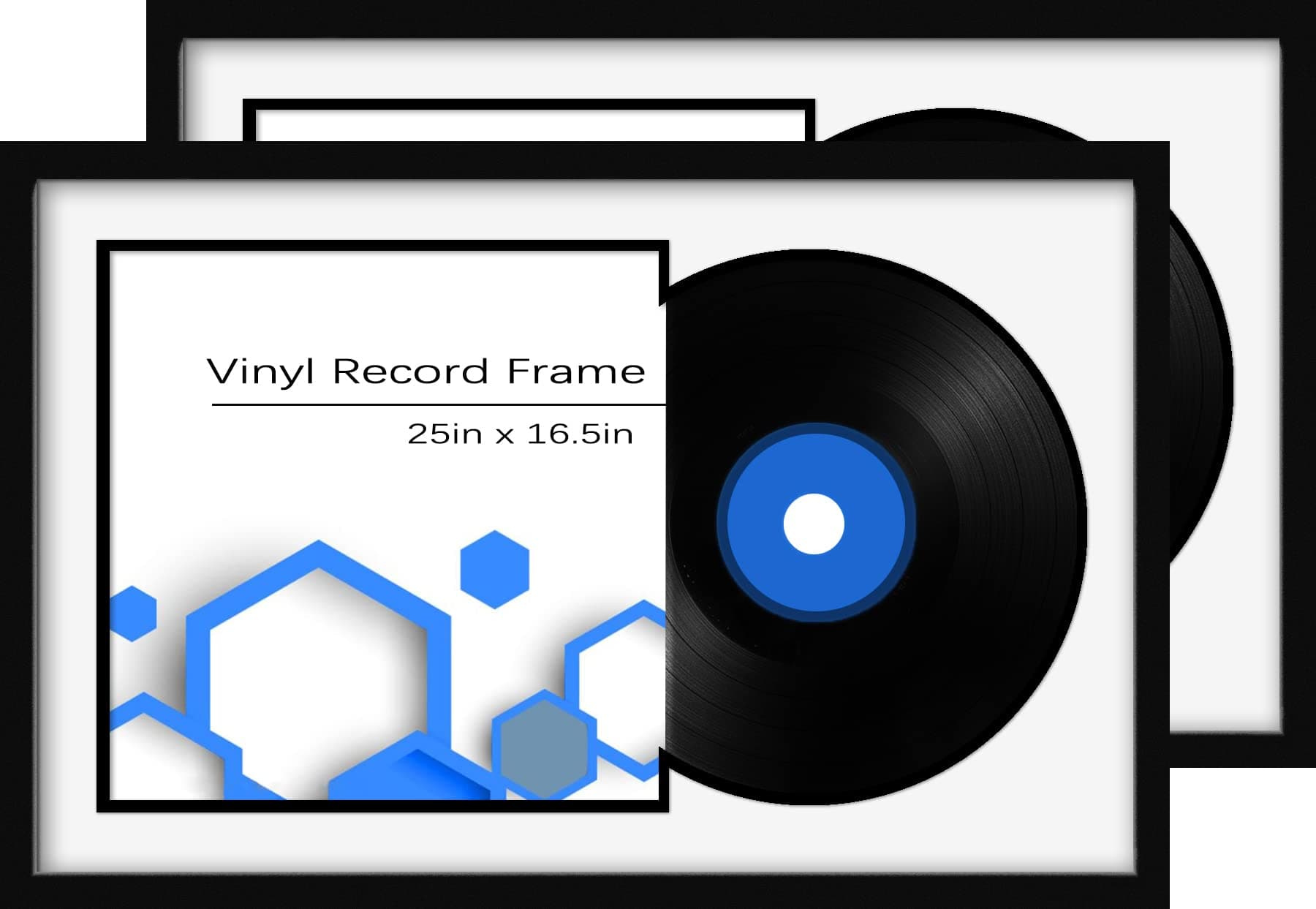 Vinyl Record Frame Album Frame for Frame Made to Display Records Home Decor LP Vinyl Record Display (Black Bottom Mat, 2Pack)