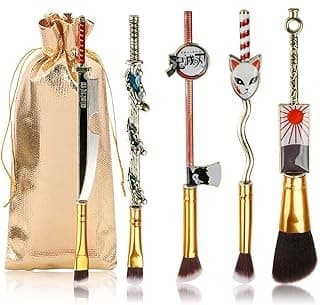 5PCS Demon Makeup Brushes Set, Anime Peripheral Makeup Brush Set with Storage Bag