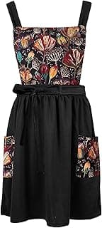 Kitchen Apron with Pockets, Womens Pinafore Dress, Floral Apron for Cooking Gardening, Gift for Mom, Wife, Girlfriend image