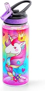 Cute Water Bottle with Straw for School Kids Girls, BPA FREE Tritan & Leak Proof & Easy Clean & Carry Handle, 23oz/ 680ml - Unicorn image