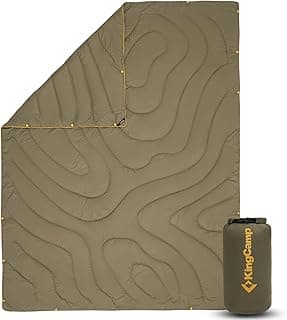KingCamp Lightweight Camping Blanket Adoption150g/m² Shaped Cotton, Multifunctional Camping Blanket with Snap Button,Waterproof Blanket for Traveling Cold Weather, 69 x 53 inches, Olive
