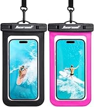Hiearcool Waterproof Phone Pouch,Underwater Phone Cases Compatible for iPhone 16 15 14 13 Pro Max,Waterproof Dry Bag for Cruise Travel Essentials Phone Water Protector Pouch-Black&Bright Red-2Pack image