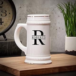 HomeWetBar Personalized Ceramic Beer Stein Mug for Beer Party and Oktoberfest image