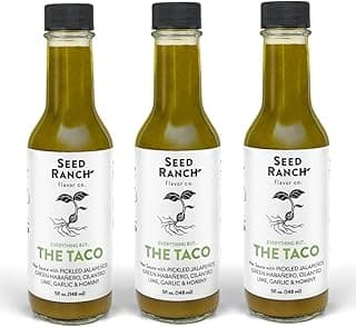Seed Ranch Gourmet Everything But the Taco Hot Sauce, 3 Pack, Medium Heat - Vegan, Non-GMO Taco Seasoning, No Preservatives or Artificial Sugar, Authentic Taqueria Flavor in a Bottle