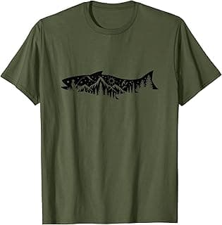 Fishing Forest Mountain Silhouette Outdoor Adventure Fishing T-Shirt image