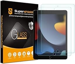 Supershieldz (2 Pack) Designed for iPad 10.2 inch (9th/8th/7th Generation, 2021/2020/2019) Screen Protector, (Tempered Glass) Anti Scratch, Bubble Free image