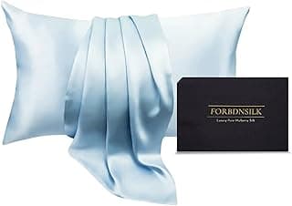 100% Pure Mulberry Silk Pillowcase | Luxury 30 Momme 6a Grade for Ultimate Hair and Skin Care | Hidden Zipper | Mesh Bag Included | (Sky Blue, Standard) image