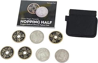 Enjoyer Hopping Half Morgan Dollar and Chinese Palace Coin by Oliver Magic Coin Magic Tricks Coins Gimmicks Magician Props