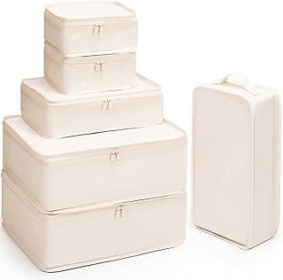 Mossio 6 Set Packing Cubes with Shoe Bag - Lightweight Travel Luggage Suitcase Organizers image
