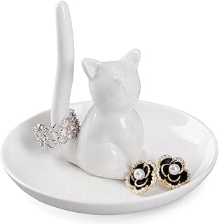 Spegiffu Cat Lover Gifts for Women - Cat Ring Trinket Dish Engagement Wedding Ring Holder, Funny Cat Themed Gifts for Women Cat Lady Cat Mom Gifts for Cat Lovers Friends Birthday Xmas Valentines image