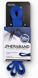 THERABAND High Resistance Band, Elastic Super Bands for Improving Flexibility, Injury Rehab, & Full Body Workouts, Heavy Duty Stretch Bands for Powerlifting, Heavy, Blue, 35 lbs. Resistance