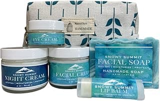 Facial Gift Set - Face Care Set with Facial Cream, Eye Cream, Night Cream, Facial Soap, Lip Balm in Premium Cosmetic Bag - Gentle, Natural, Handcrafted Skin Care Set for All Skin Types image
