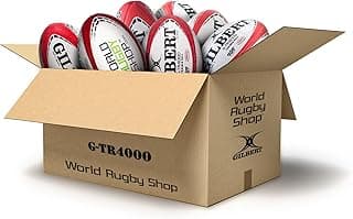 World Rugby Shop x Gilbert G-TR4000 Bundle - Set of 3 w/Tee, Set of 5, or 10 - Rugby Ball Size 5 - Durable 3 Ply Poly-Cotton