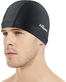 Firesara Fabric Swim Cap, High Elasticity Swimming Cap Keeps Hair Clean Breathable Fit Both Long Hair Short Hair, Swim Caps Woman Girls Men Kids One Size Hat image