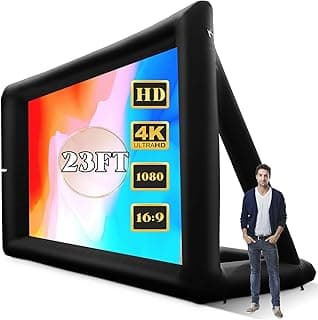 23ft Inflatable Projector Movie Screen Outdoor Projector Screen Portable with Air Blower Storage Bag for Backyard Movie Night, Theme Parties, Celebrations, Front/Rear Projection image