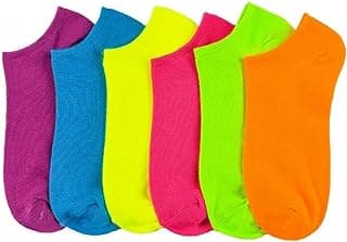 6 Pairs Women Ankle Sports Socks Neon Colorful No Show Low Cut US 9 11 Fashion