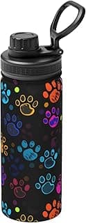 Colorful Dog Paw Print Water Bottle,18oz Sports Insulated Kettle for Cycling Gym Basketball Outdoor, Suitable as a Present image