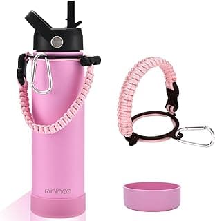 mininoo 24 oz Insulated Water Bottle with Straw, Stainless Steel Double Wall Vacuum Thermos with Straw Lid, Leak Proof, BPA Free, Keep Cold for 24H & Hot for 12H(Power Pink)