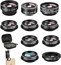 Phone Camera Lens (11 Lenses) Phone Lens Kit, Clip on Fisheye/Macro/Wide Angle Lens Attachment with Travel Case for iPhone 14 13 12 11 Xs X Pro Max Samsung Android Smartphone image