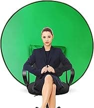 Green Screen Round Backdrop Cover 142cm Portable Green Screen Chair Background for Video Chats Video Conference Game Single Layer L Size image