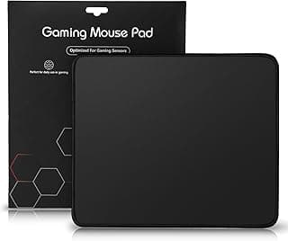 Gaming Mouse Pad for Esports, 4mm Thick Non-Slip Mouse Mat, Stitched Edge, Hard Mouse Pad Fast Surface, Waterproof, Durable Materials for Computers, Office 9.44" x 7.87", Black image