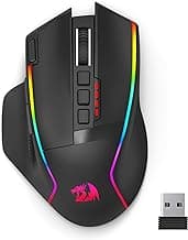 Redragon Wireless Gaming Mouse, Ergonomic Mouse 16000 DPI with Rapid Fire Key, 9 Macro Buttons, 170-Hour Durable Power Capacity and RGB Backlight Wired/Wireless Mouse for Laptop/Mac/PC image
