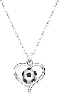 Soccer Ball Necklace Pendant for Girls Sports Jewelry 14K gold Soccer Cross Necklace for Boys Soccer Player Gifts image