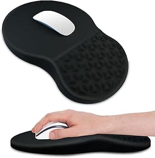 Ergonomic Mouse Pad with Wrist Support, Mouse Pad with Memory Foam Massage Bulge to Relieve Wrist Pain, Ideal Mouse Pads for Home & Office Laptops (Black) image