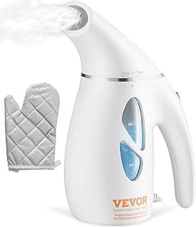 VEVOR Portable Handheld Fabric Steamer, 900W Quick Heat Steamer for Clothes, Wrinkle Remover Clothing Iron Intelligent Controller & Auto-Off & Large Detachable Water Tank, With Gloves, 240ml image