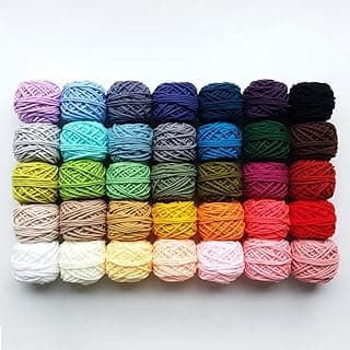 Professional Poke Embroidery Yarn Set,Colorful Yarn Set for tufting/Hand Knitting/Punching,100% Acrylic Tufted Yarn,3.5mm Thick Thread,8 Strands Cotton Milk Crochet Yarn (35 Colors 24g/roll) image