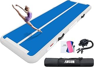 AWSUM Inflatable Air Gymnastics Mat 10ft/13ft/16ft/20ft/23ft Training mat 4/8 inches Thick tumbling mat with Electric Pump for Home/Gym/Outdoor