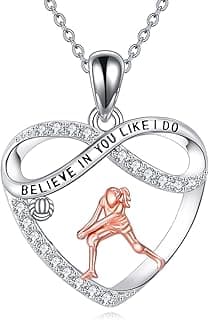 Volleyball Gifts Necklace for Women S925 Sterling Silver Volleyball Pendant Inspirational Jewelry for Volleyball Players image