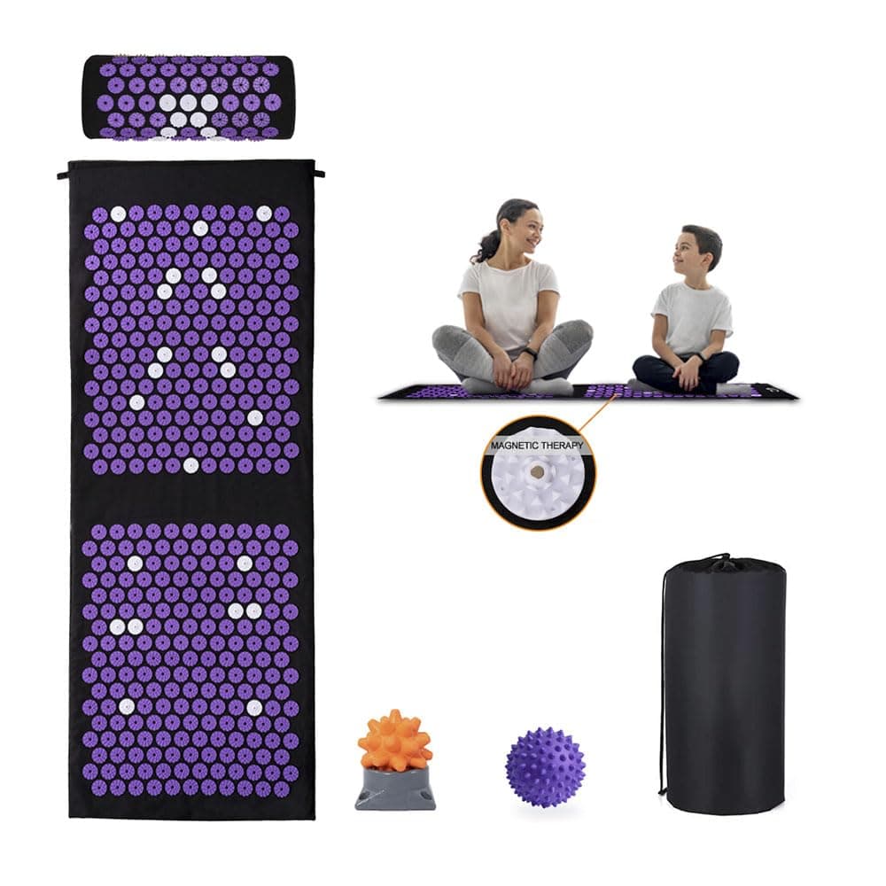 XL Acupressure Mat and Pillow Set, Extra Long Yoga Acupressure Mat Set for Neck and Back Pain Relief, Stress Relief Gifts for Man and Women (Purple, Extra Large)
