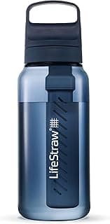 LifeStraw Go Series – BPA-Free Water Filter Bottle for Travel and Everyday Use Removes Bacteria, Parasites and Microplastics, Improves Taste, 1L Aegean Sea image