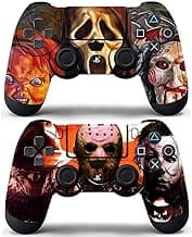 2 Pack Controller Skin Controller Cover Stickers Wrap Vinyl Sticker Compatible with PS4 Controller Horror Characters