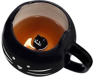 Koolkatkoo Cute Ceramic Cat Coffee Mug 12 oz Cat Lovers Kitty Tea Mugs Gifts for Women Girls Black image