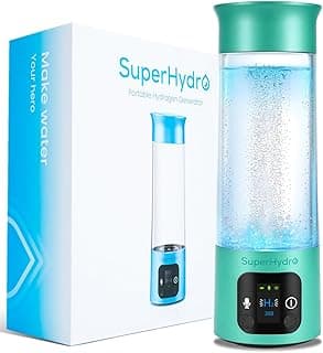 Hydrogen Water Bottle Generator - Up to 6000+ PPB Concentration - SPE/PEM Technology - Drink Water Voice Reminder - High Definition Display - Alternative to Hydrogen Water Pitcher（Green）
